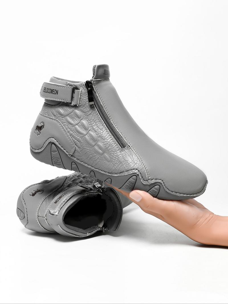 Men's Outdoor Hiking Boots, Casual Sporty Zipper Design Boots for Outdoor Activities, Fashionable Sports Shoes for Men