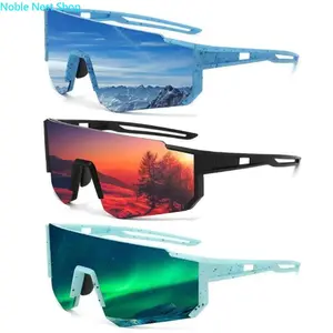 3-Lens Men’s Polarized Sports Sunglasses, UV400 Windproof Plastic MTB Eyewear, Anti-Glare Protective Eye Gear for Outdoor Cycling, Fishing & Mountain Biking