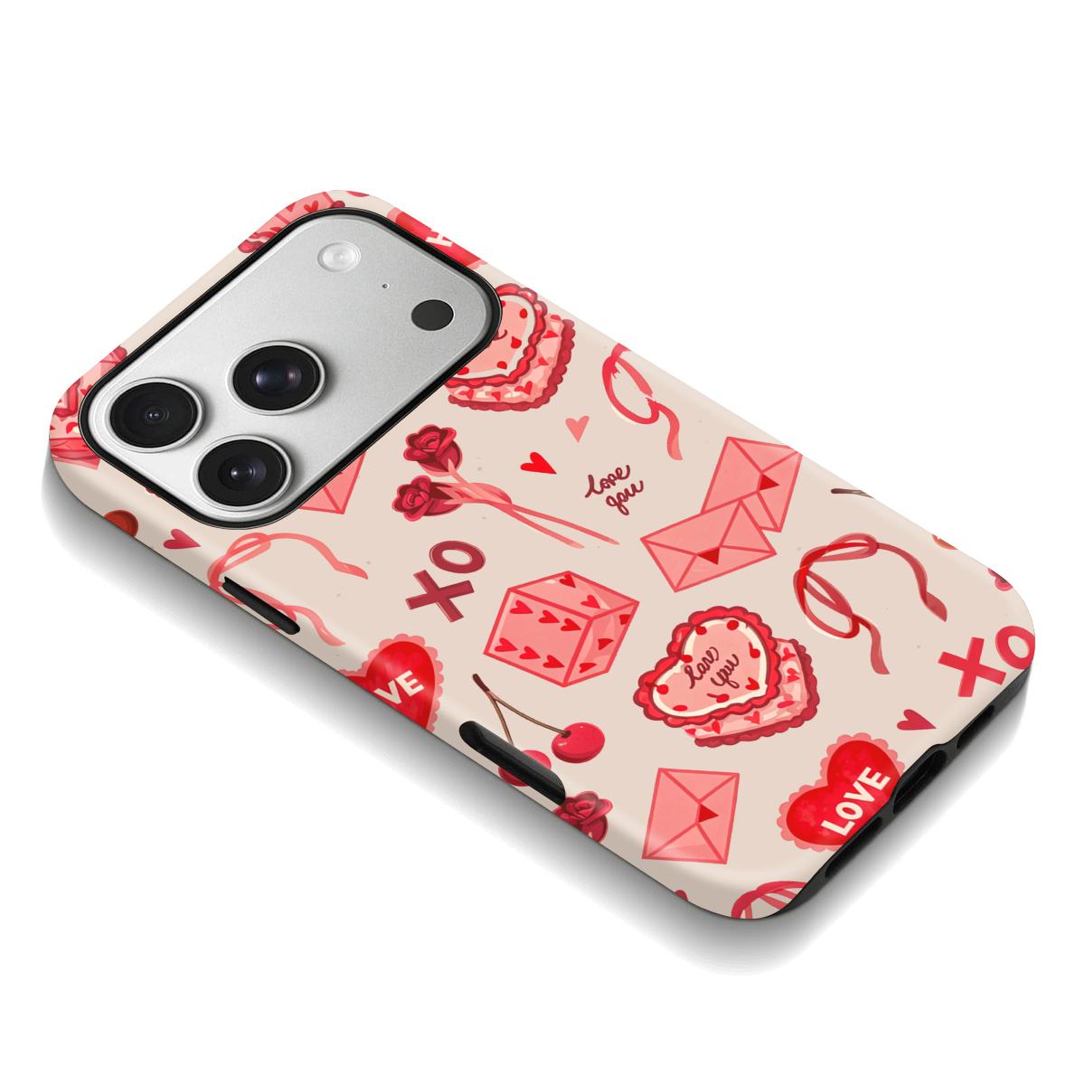 Sweet Cherry  Rose Lovecore Design Aesthetic Phone Case Double-Layer TPU Shockproof for iPhone 17 Pro Max/16 Pro Max /15Pro Max 15/14/13/12 & Samsung S26 /S25Ultra Gift for Friends or Family