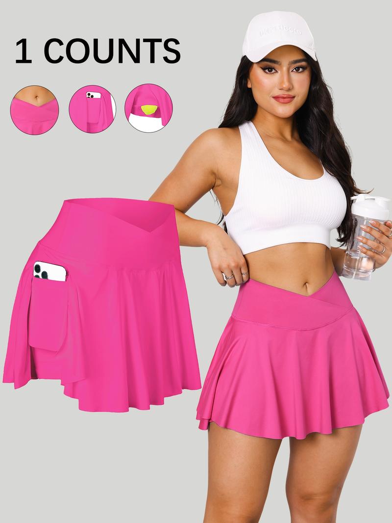 Women's Solid Color Pleated Skirt, Casual Sporty Mini Skirt for Tennis Golf Workout, Ladies Bottoms for All Seasons Tennis Attire