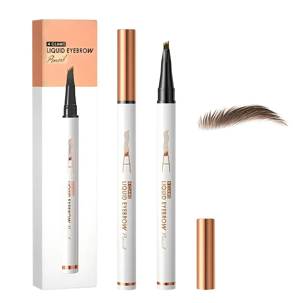2-Pack Faux Brow Pencil, 4-Tip Eyebrow Pen for Women, Natural Finish, Waterproof, Transfer and Smudge-Resistant, Shaping Brows for up to 48 hours, Cosmetic Eyebrow Pencil