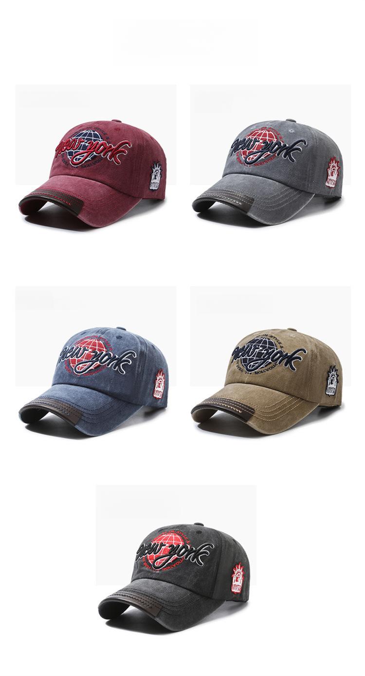 New York embroidered baseball cap, patch embroidered baseball cap, washed sun-shading cap, soft-top fashion cap