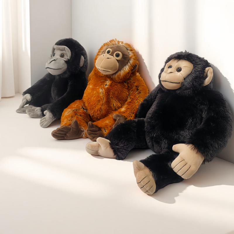 High Quality Gorilla Plush Toys Stuffed Lifelike Sitting Pose Monkey Orangutan Doll Warm Cuddly Children Companion Animal