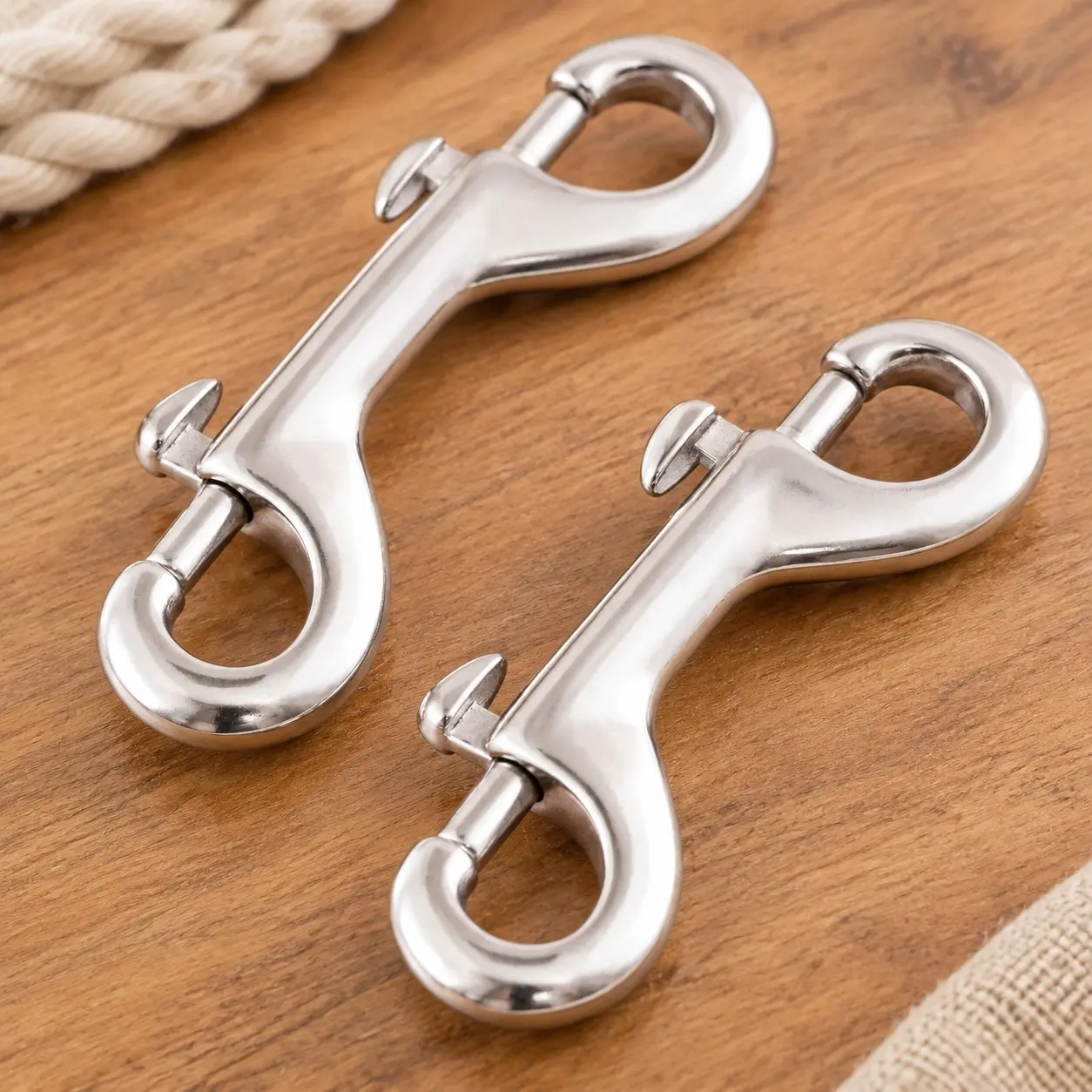 Double Ended Snap Hooks, 2 Pack Heavy Duty Trigger Bolt Snaps, Stainless Steel 316 Marine Grade Metal Clips for Diving, Dog Leash, Feed BucketsGift