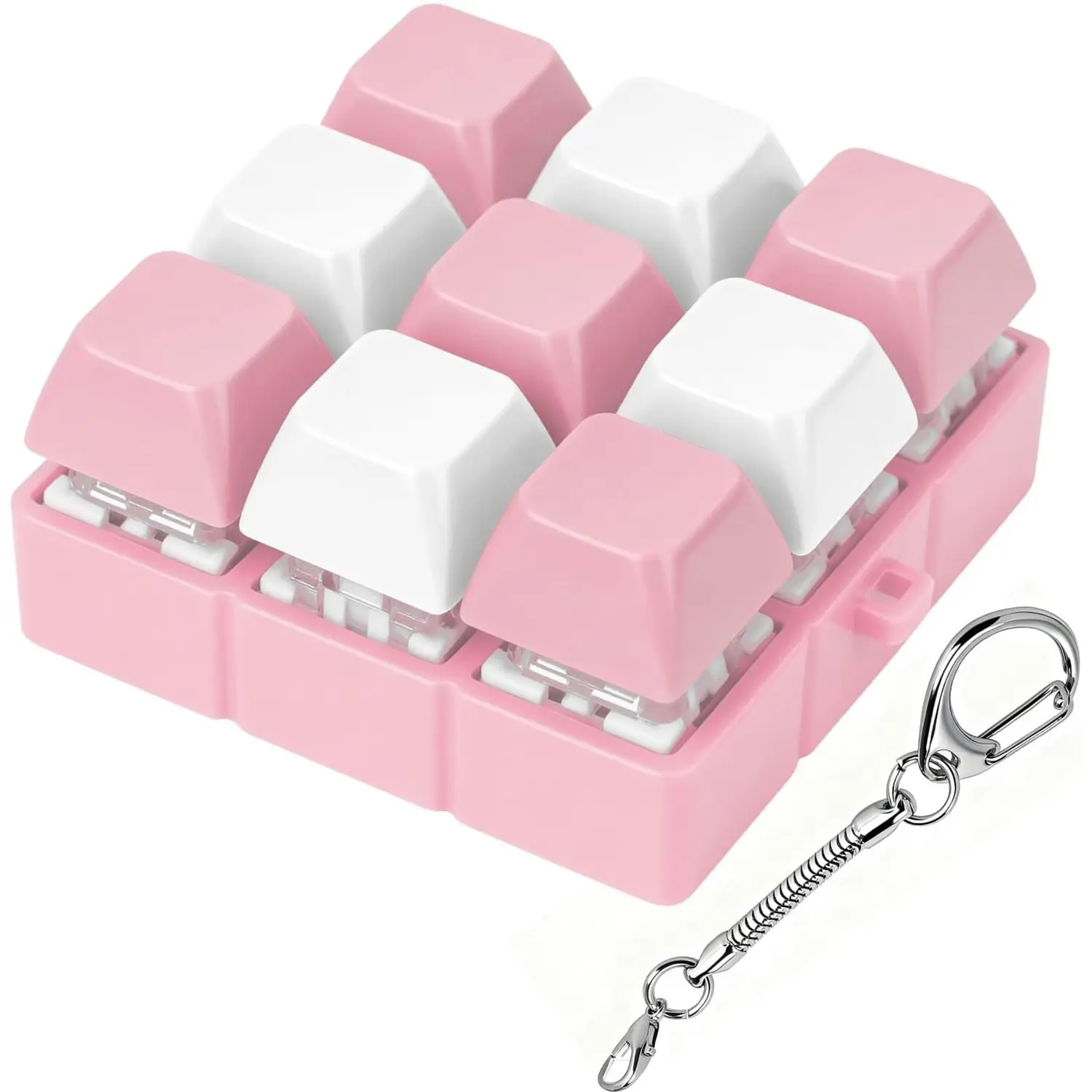 Cream Keyboard Fidget Toy, Fidget Clicker Keychain, Button Fidget Gift for Adults, Stress Relief and Time Pass, Stress Relief Fidgets, 9-In-1 E Fidgeting