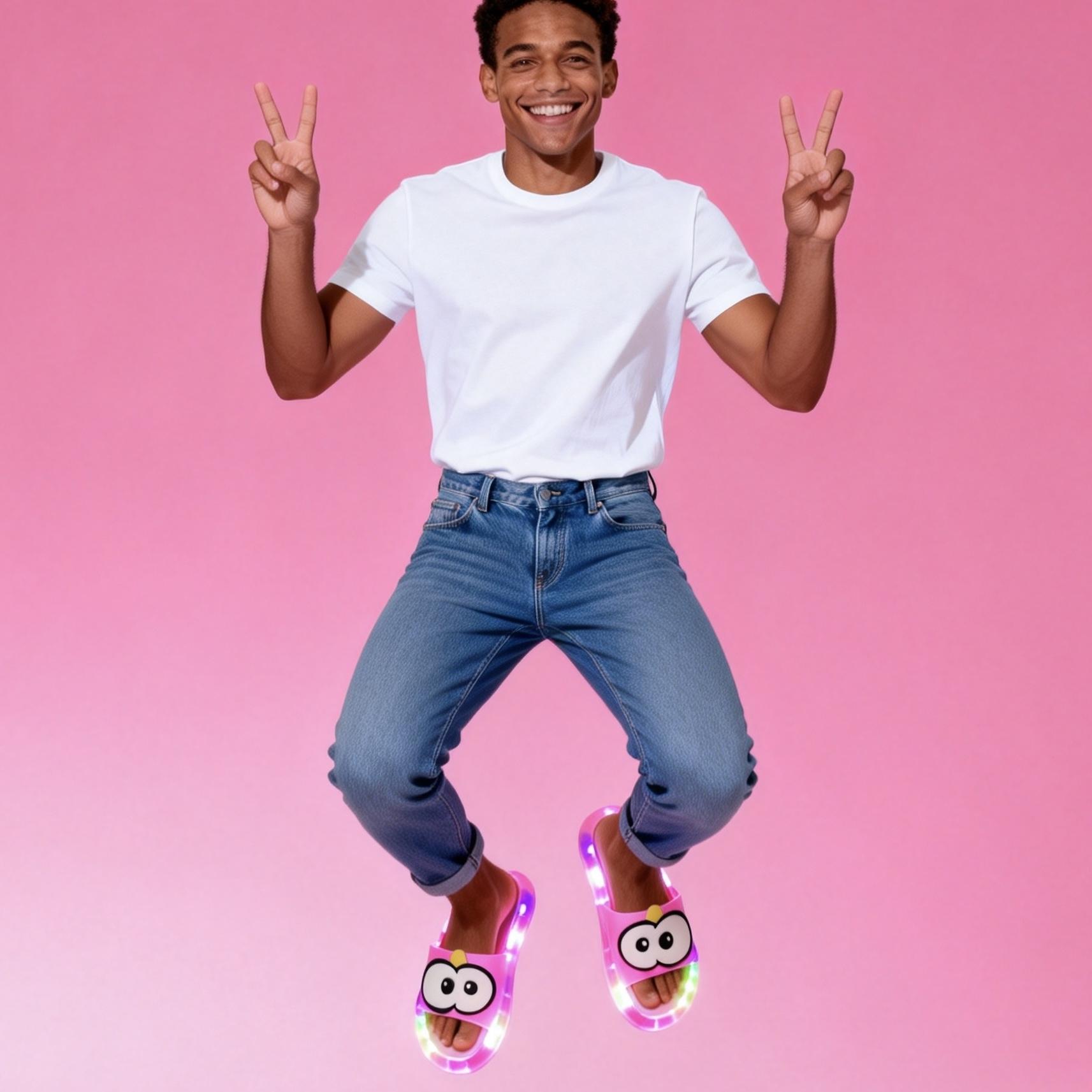 Women's light-up slippers LED Light Up Slippers for Adults with Heel Activated Auto Flashing Color Changing Glowing House Shoes Fun Gift for Men Women Couples Party Wear Cute Cartoon Slippers Women's LY299