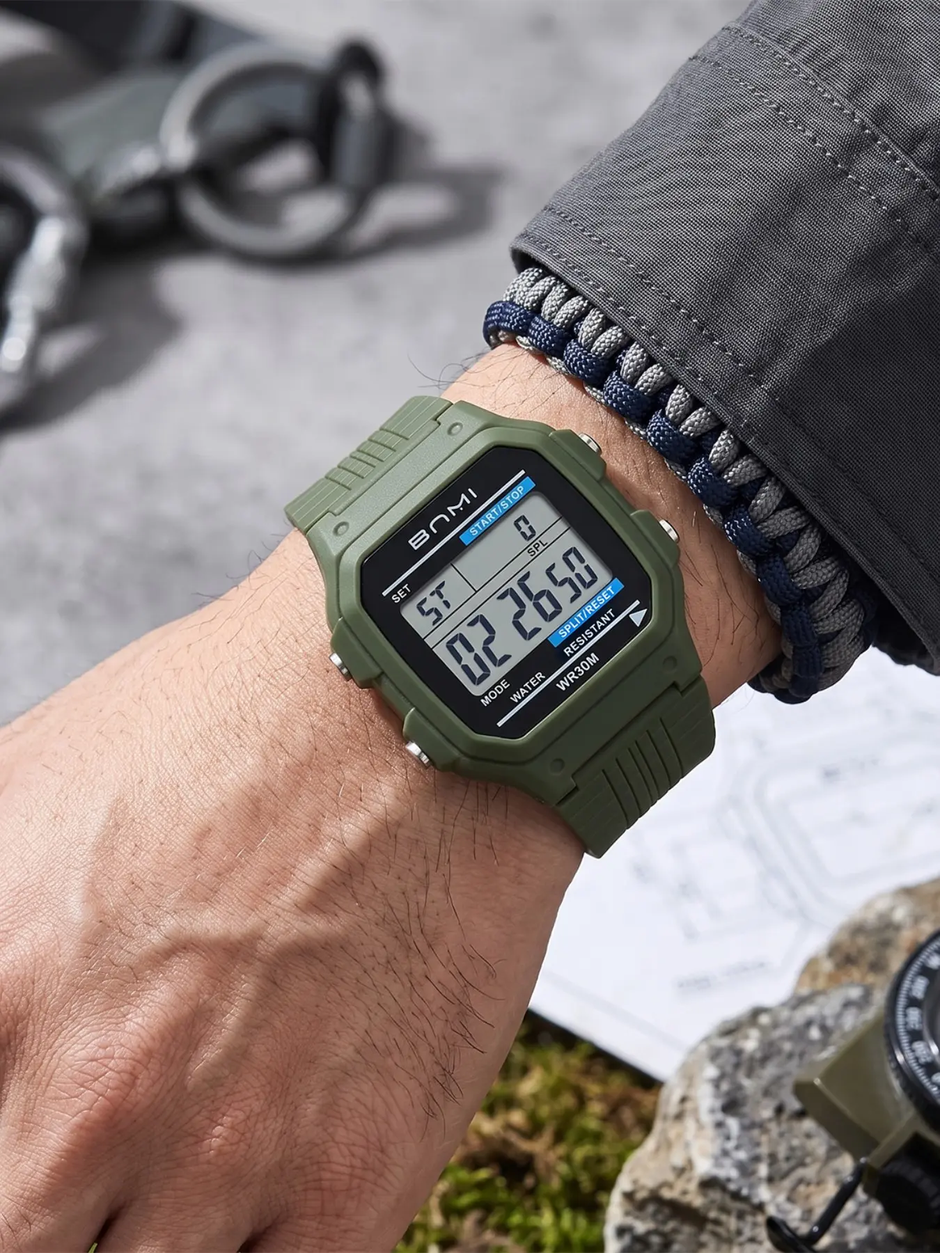 Men's Digital Sports Watch, 3atm Waterproof, LED Display, Multifunctional Alarm, Lightweight, Outdoor Activities, Daily Wear