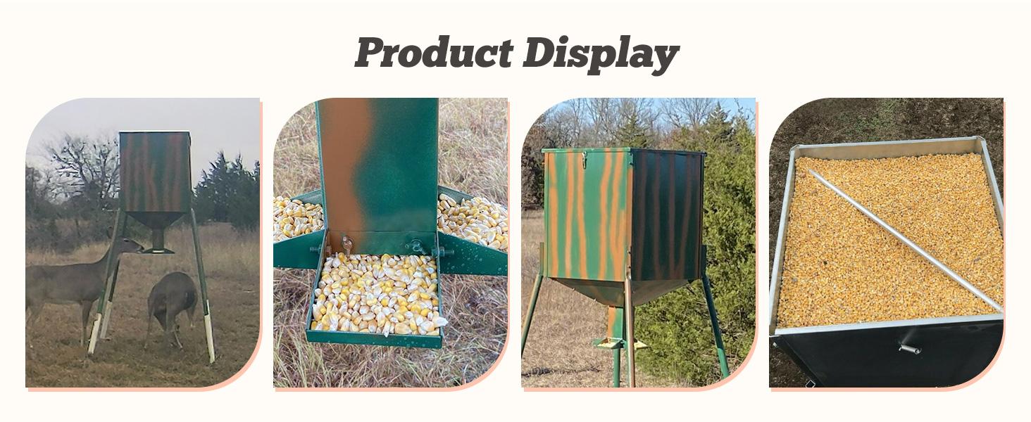 HECASA 450LB Capacity Big Game Gravity Deer Feeder Galvanized Steel Hunting w/o Foot Kit Outdoor