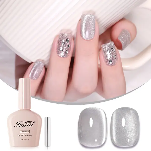IMTITI -10ml Cat-Eye Gel Polish: Create various cat-eye light effects for salon-quality manicures or at-home DIY styling. It also makes an ideal gift and is easy for beginners to use. ruber uv magnetic nail art design crazy uñas gelpara