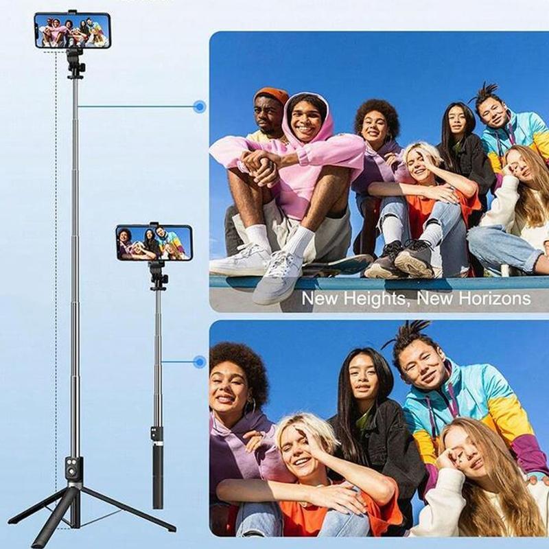 Retractable Phone Tripod with Dual Beauty Fill Lights, Portable Selfie Stick with BT Remote Control for Live Streaming, Phone Accessories, Selfie Stand