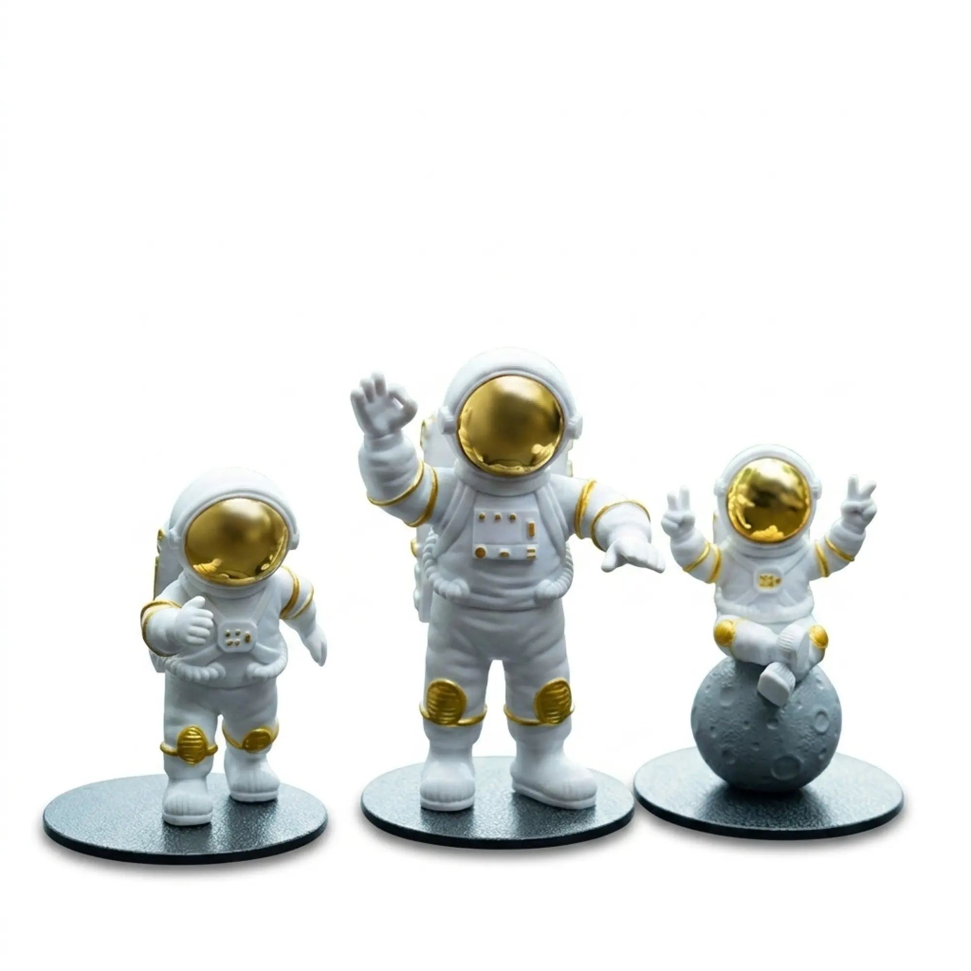 Modern Resin Astronaut Desktop Decor Set, Desk Ornaments, Non-Slip Base, Cute Mini Figurines for Car, Bedroom, Living Room, Office Shelf