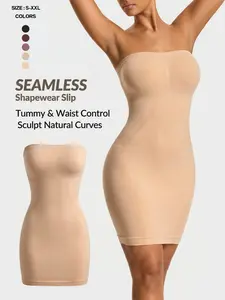 Women's Strapless Tube Top Shaping Slip, Seamless Compression Tummy Control Body Shaper for Under Dresses
