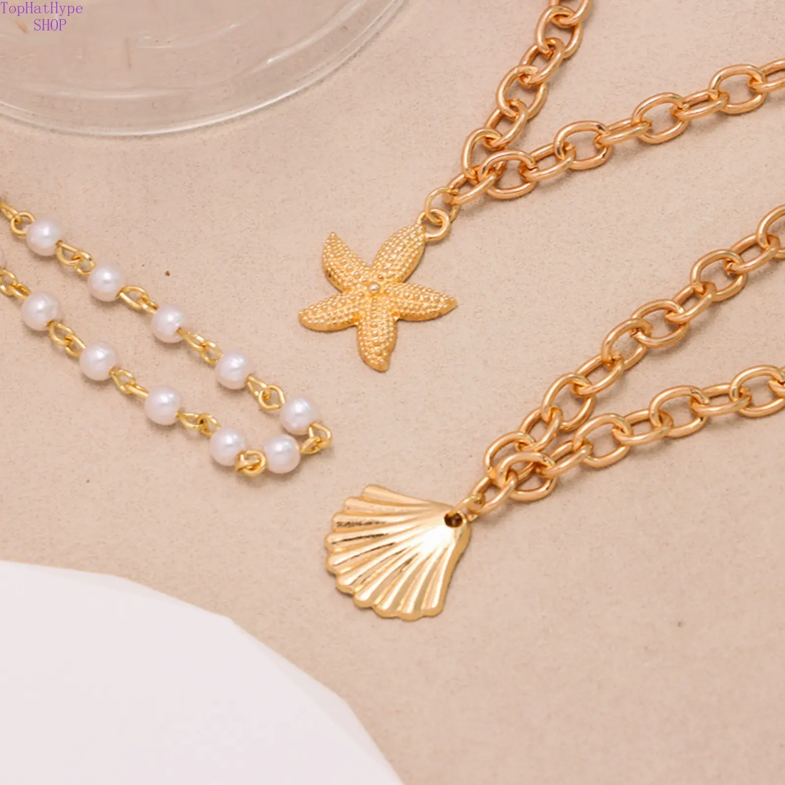 Women's Ocean Vacation Layered Bangle Set - Metal Chains, Starfish & Seashell Pendant Charm, Minimalist INS Style Stackable Hand Jewelry, Beach Casual Female Wear for Summer Daily Use