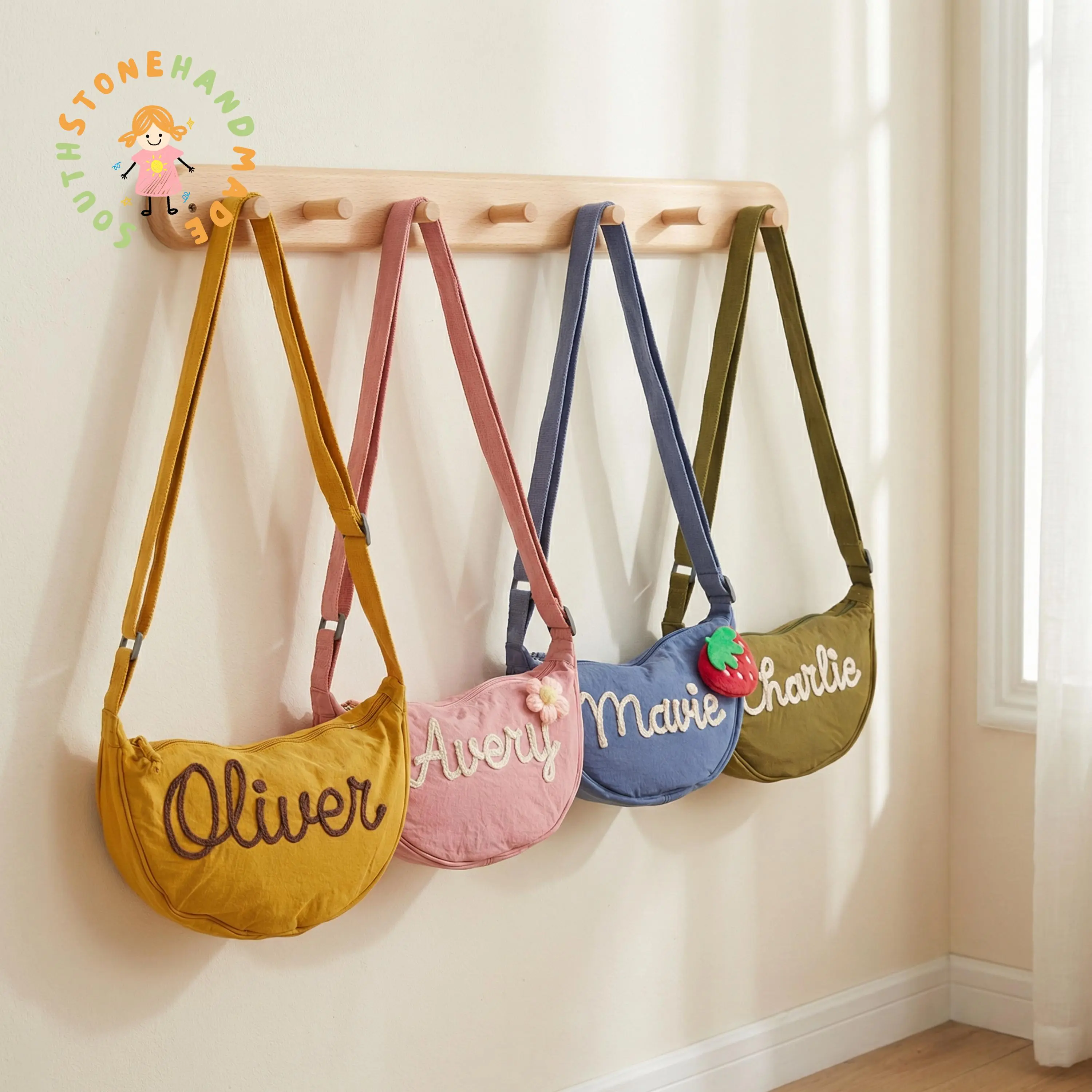 AS1042 Customized Name Personalized Dumpling Bag DIY Light Crossbody One Shoulder Exclusive Customized Bag Birthday Gift