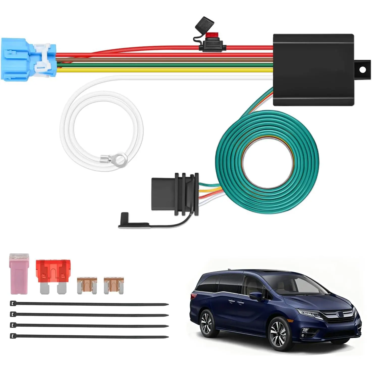 Nilight 4 Pin Trailer Wiring Harness Kit 56382   Standard 4 Way Connector Custom for 2018 2019 2020 2021 2022 2023 2024 2025 Honda Odyssey Simple Fit Tow Hitch Harness