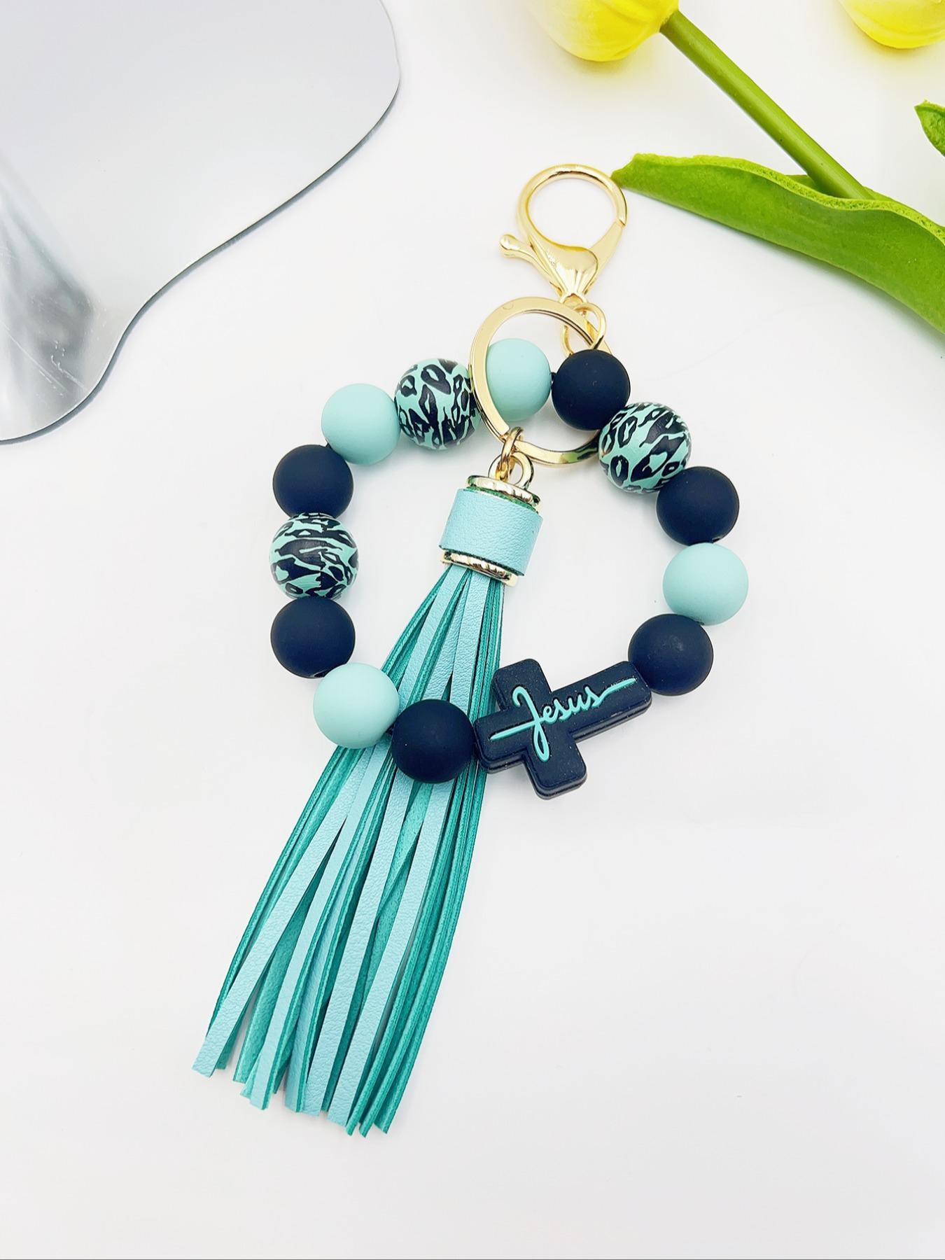 1 Piece Leopard Pattern Tassel Decor Beaded Keychain, Trendy Cute Jewelry for Women & Men, Fashion Accessories, Perfect Gift for Friends 1 Piece Leopard Pattern Tassel Decor Beaded Keychain, Trendy Cute Jewelry for Women & Men, Fashion Accessories, Perfect Gift for Friends