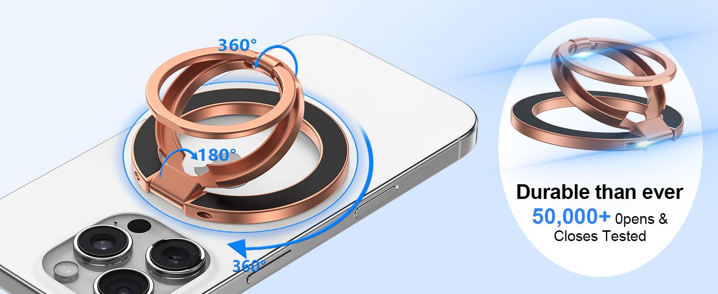 Magnetic Phone Ring Holder for MagSafe, Magnet Phone Grip Stand Finger Ring Kickstand Dual-Side Magnetics for iPhone 17 16e 16 Pro Max 15 Pro Max Galaxy Z Flip7 Fold7 S26 S25 Ultra Plus S24 FE