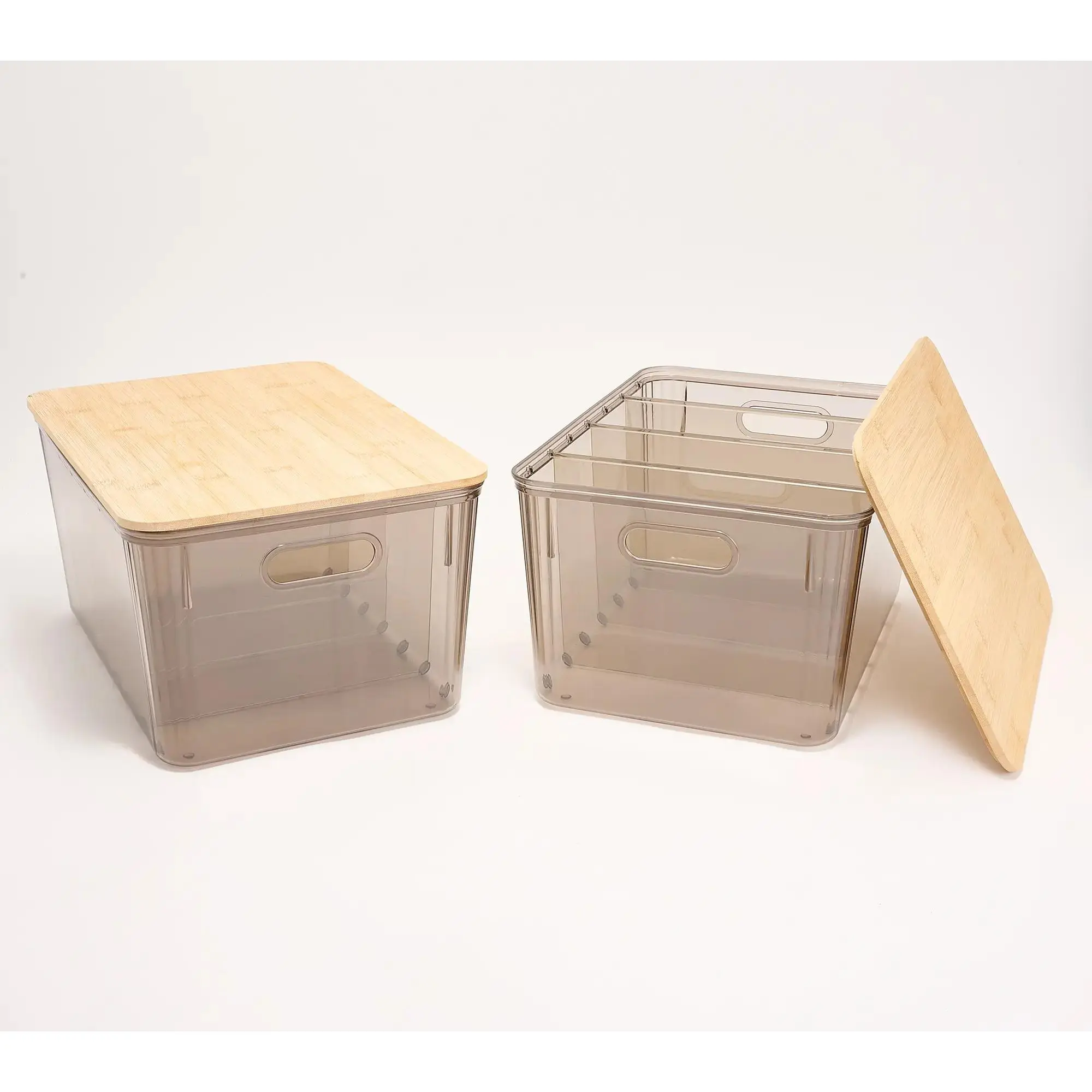 Set of 2 Clear Baskets with Dividers