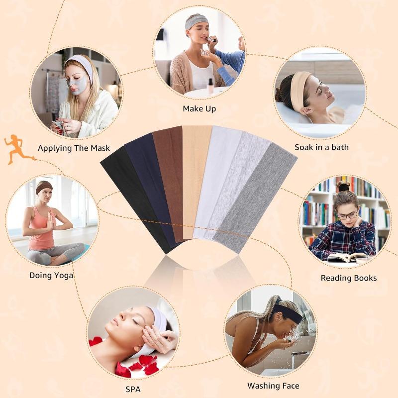 Solid Color Non-slip Hair Bands, Soft Elasitc Hair Band for Women & Girls, Fashion Hair Accessories for Gym Workout Running Wide African Stretch Headbands Adjustable Tan Headband