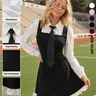 Women's Button Decoration A-line Dress, Casual Preppy Bishop Sleeve Long Sleeves Dress for Daily Wear, Ladies Clothes for All Seasons