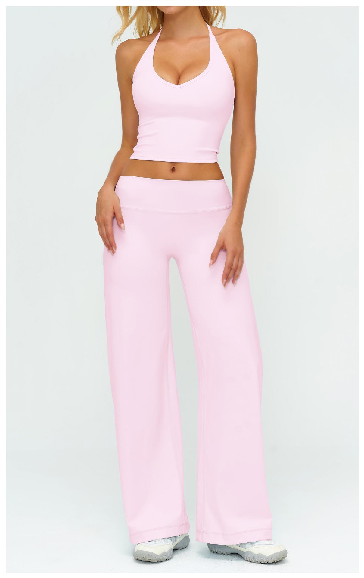 Sporty Two-Piece Set Women's Plain Crop Cami Top & Flare Leg Pants Sports Set 78% Nylon 22% Spandex Comfy Breathable for Yoga Gym Workout Running,Comfortable Workout Wear, Yoga Workout Activewear