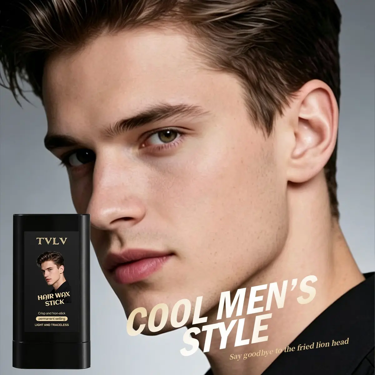 Men's Styling Hair Wax Stick, Smooths Frizz, Defines Sideburns and Hairline, Matte Finish, Non-Greasy, Creates Volume and Natural Curls