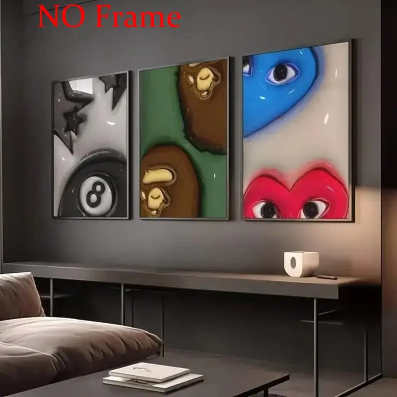 3-Piece Canvas Art Set, Fun Creative Style, Modern Home Decor, Living Room Bedroom Office Background, Unframed Art Gift, Sp20260618 Model