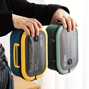 1200ML Leak-Proof Lunch Box with Handle, Microwave & Dishwasher Safe Reusable Container, Includes Cutlery Set, Perfect for Snacks On-The-Go