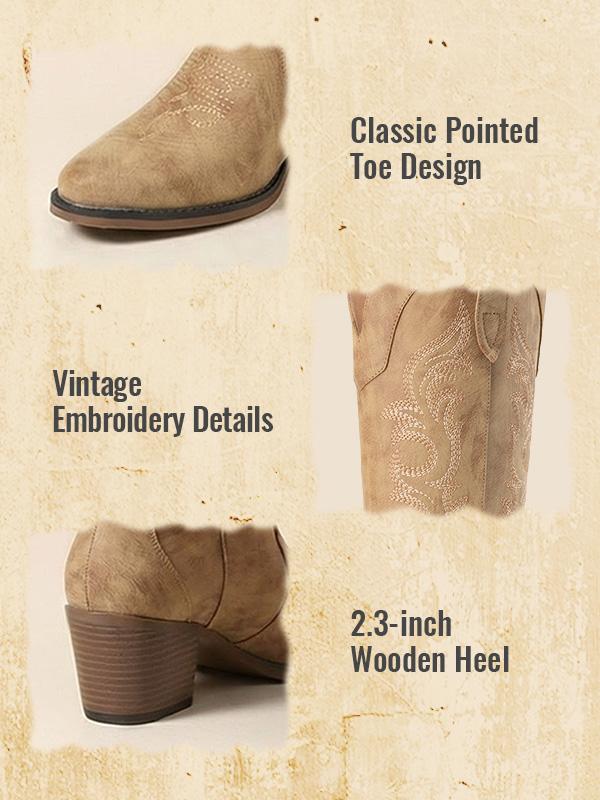 Cowboy Cowgirl Boots for Women Western Fashion Embroidery Chunky Heel Pointed Toe Comfortable Mid Calf Boots with Side Zipper Cowboy Cowgirl Boots for Women Western Fashion Embroidery Chunky Heel Pointed Toe Comfortable Mid Calf Boots with Side Zipper