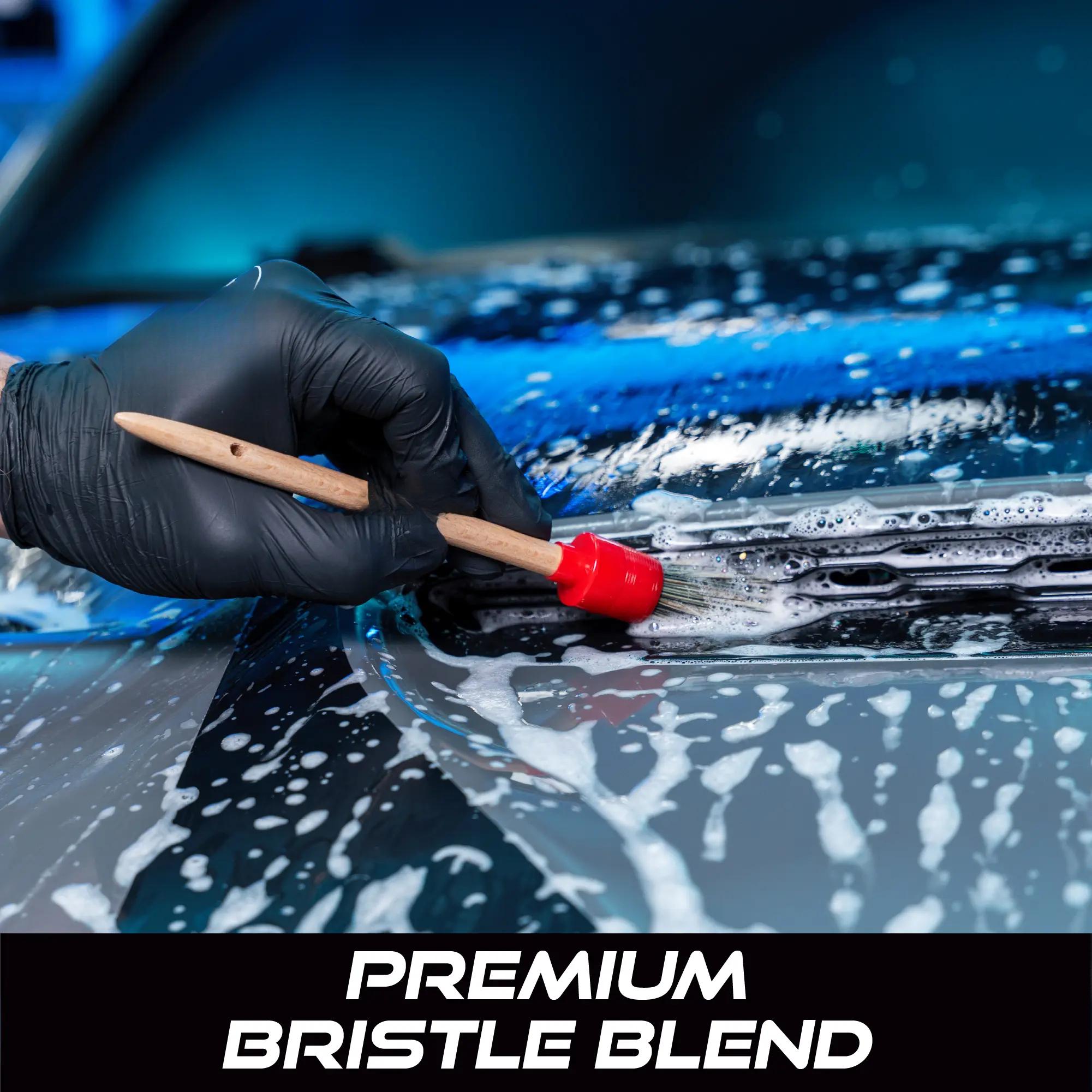 Car Detailing Brush Set for Car Cleaning Kit, Super-Soft Bristles for Exterior Detail, Includes Small, Medium, and Large Diameter Brush Heads, 3 Pack, Red