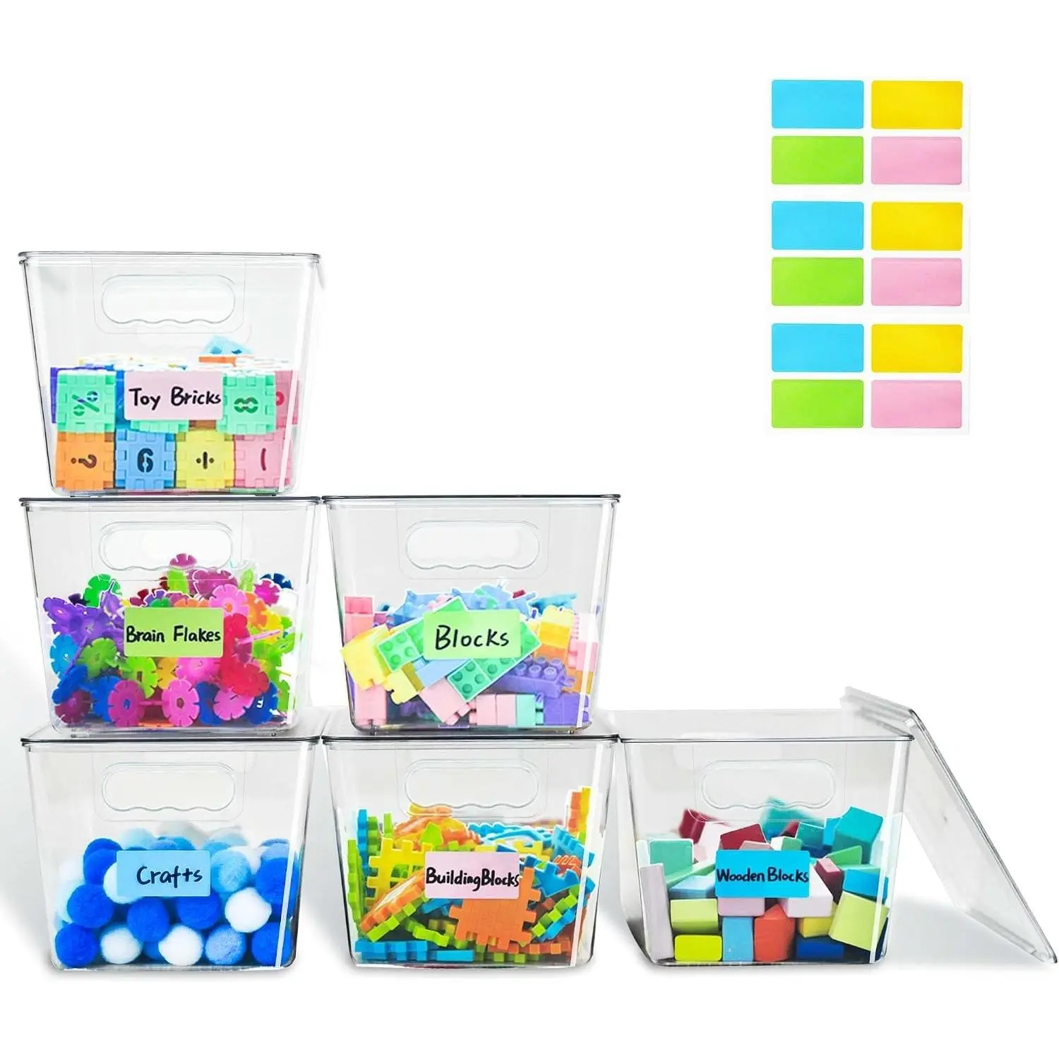 Clear Stackable Storage Bins, Plastic Toy Organizers and Storage with Lids, Toy Bins for Kids Organizer, Storage Container for Organizing for Playroom, Toy Storage Organizer Holds Toys(6)