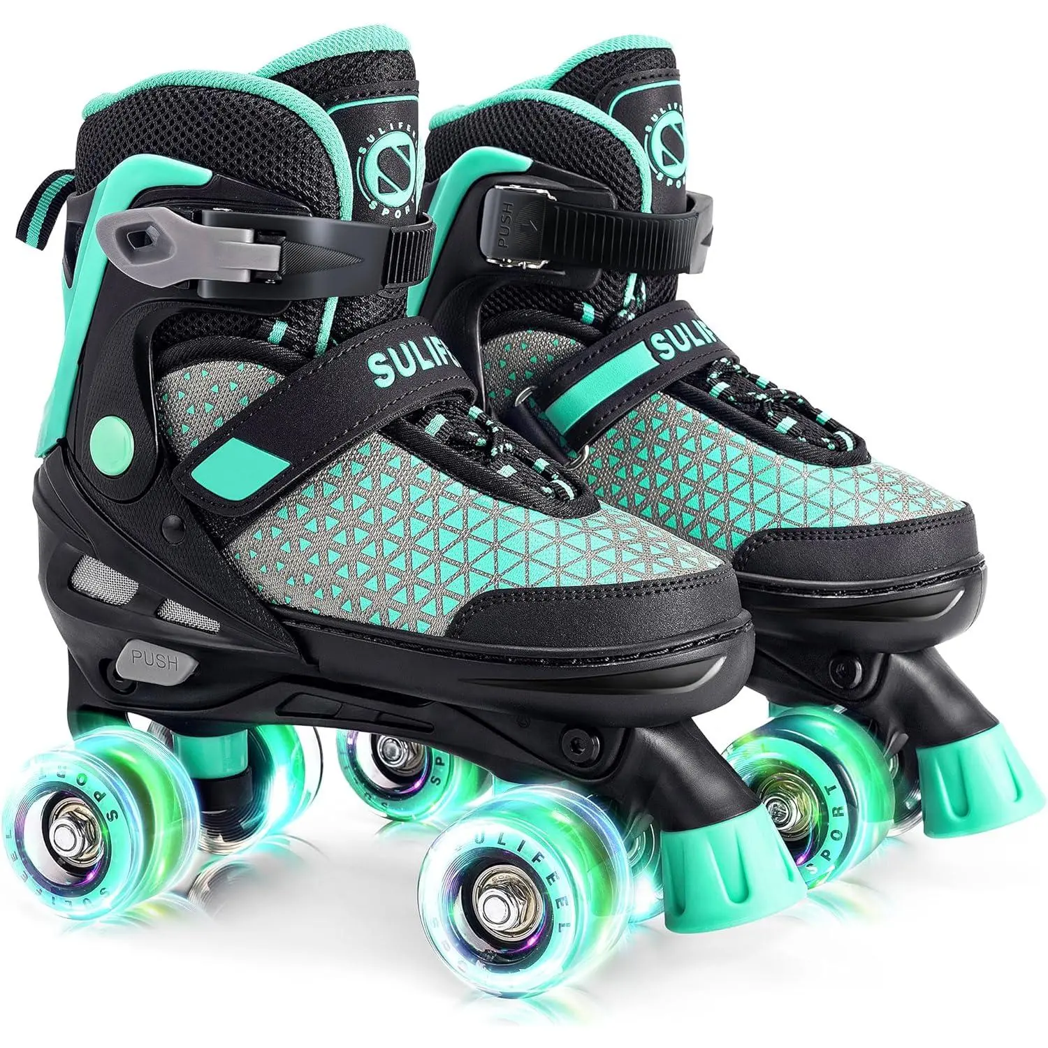 Roller Skates for Girls Boys Kids,4 Sizes Adjustable Quad Skates with Light up Wheels,Safe Fun Children Skates, Best Gift for Beginners Indoor Outdoor Sports