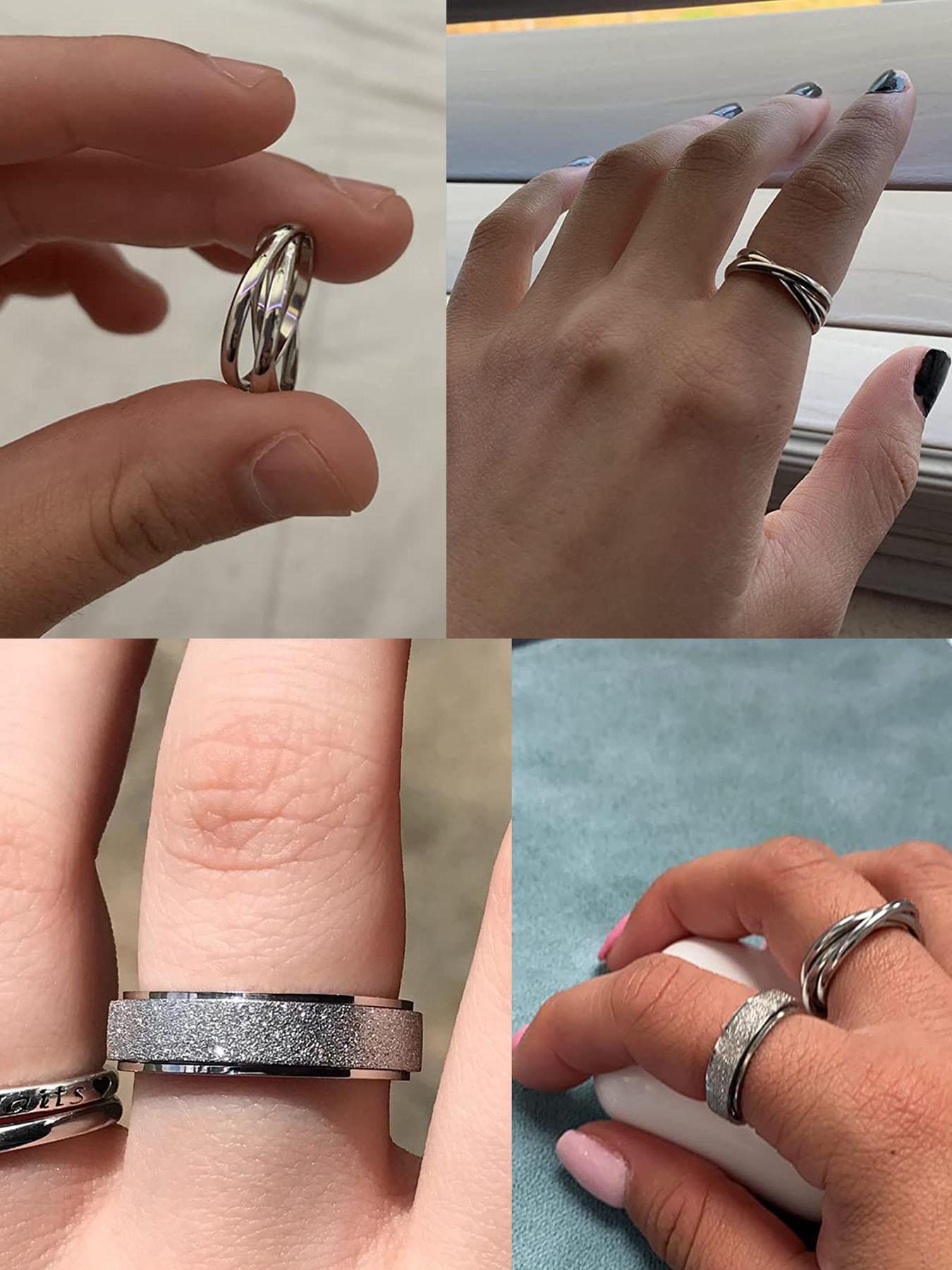 Punk Goth Style Rotating Star & Moon Design Rings, Fidget Spinner Ring, Gifts for Men/Women, Stress Relief Rings, Matching Funky Unique Accessories for Girls Birthday Gift