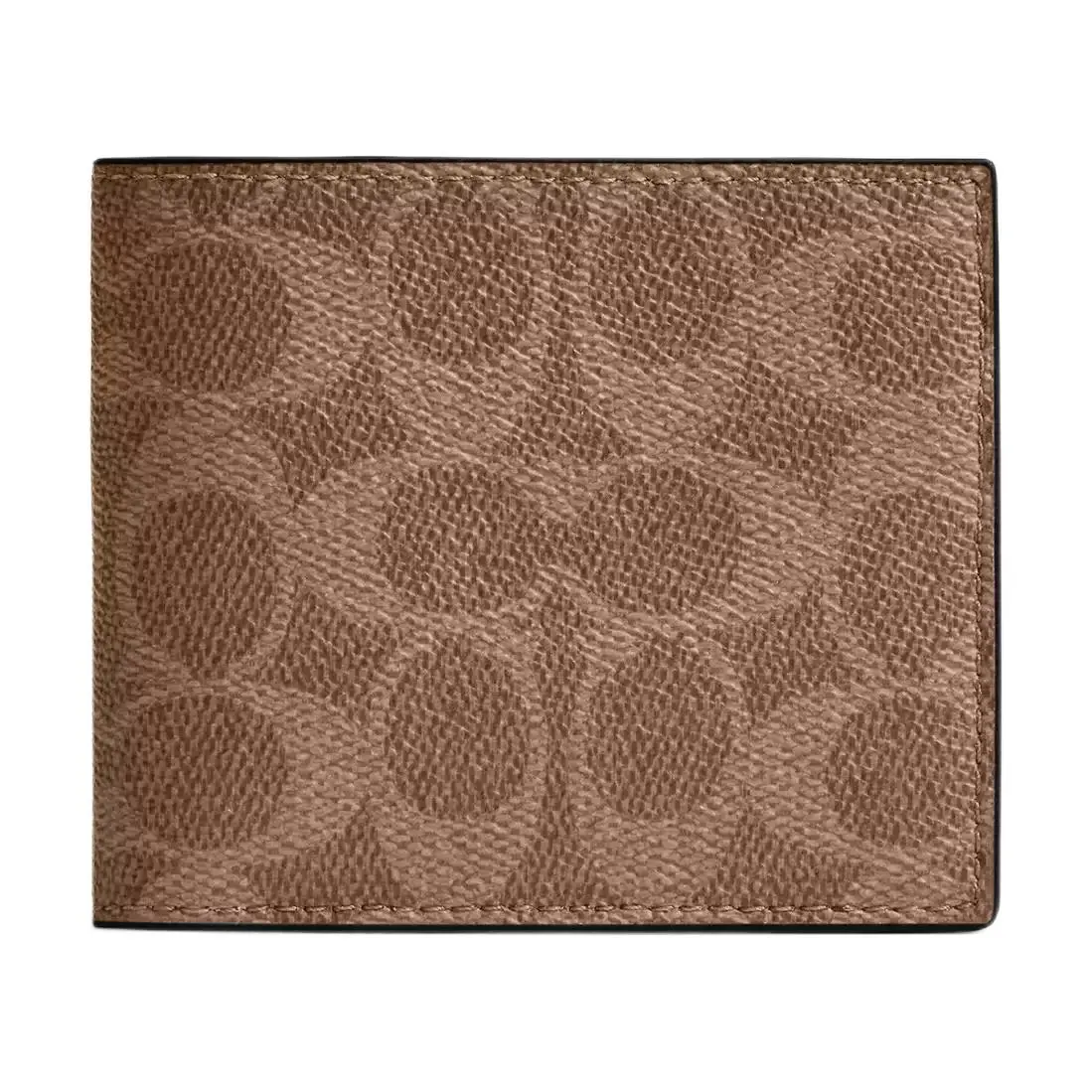 COACH 10 ID Billfold Wallet for Men – Embossed Canvas in Tan and Black