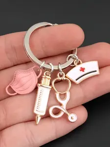 Nurse Themed Keychain, Cute Nurse Mask & Syringe & Stethoscope Design Keychain for Women & Men, Fashion Nurse Keychain Accessory for Bag Decoration, Charms Gifts for Her, Key Accessories