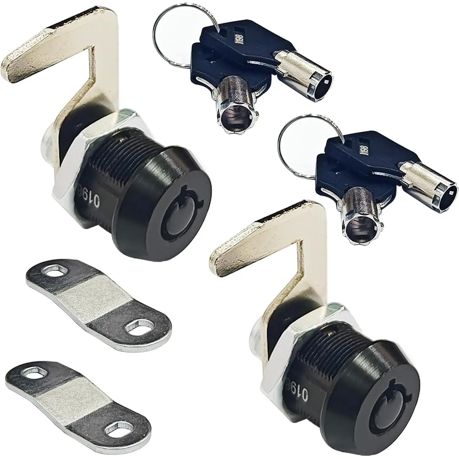 2 Pack 5/8 Inch Tubular Cam Locks with Keys, Keyed Alike Zinc Alloy Security Locks for Toolbox Cabinet Drawer Hardware