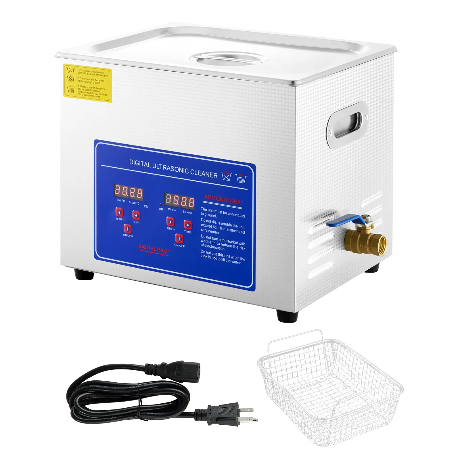 Professional Ultrasonic Cleaner, 9.5 L Ultrasonic Jewelry Cleaner with Digital Timer & Heater, Stainless Steel Industrial Sonic Cleaner 40kHz for Glasses, Watches, Rings, Small Parts