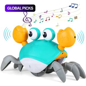 electric crawling crab design toy, automatic avoidance walking sensory toy with music, interactive musical toy, summer gift, fidget toys, birthday gifts, valentine's day gift