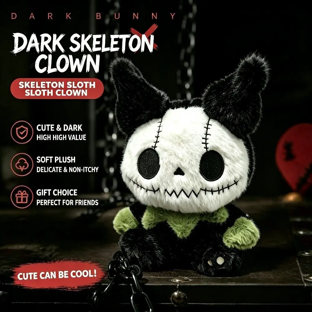 Halloween Cool Skull Plush Doll, Photo Decoration Ornament, Halloween Plush Gift, Trendy Skeleton Stuffed Toy, Perfect for Festive Decorations