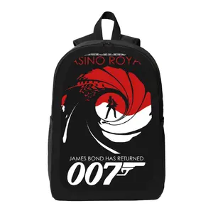 James Bond 007 Backpack - Spy-themed, featuring the 007 logo and Bond gun design, durable, lightweight, and large capacity, suitable for spy fans, daily use, and travel