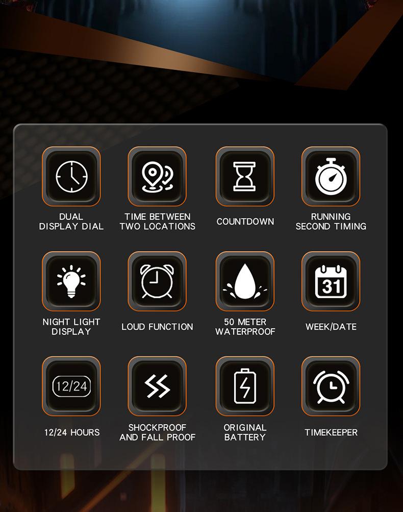 Ladies' sporty digital watch, fashionable digital watch with luminous and alarm functions, modern waterproof unboxed electronic watch,-quality design