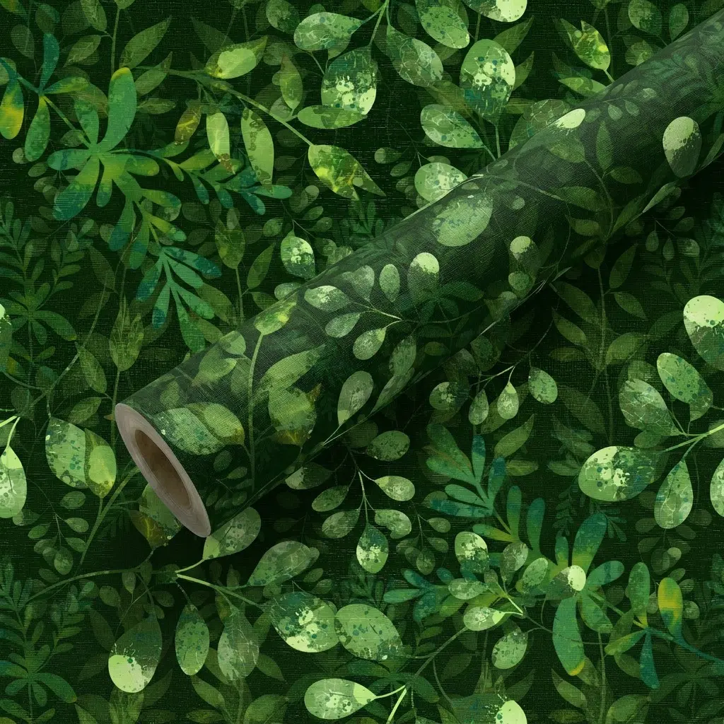 44.5cm/17.5in Wide Dark Green Botanical Peel and Stick Wallpaper, Waterproof UV Resistant Self-Adhesive Contact Paper, Easy Cut Removable Decor for Living Room, Bedroom, Kitchen Cabinets & Furniture Makeover