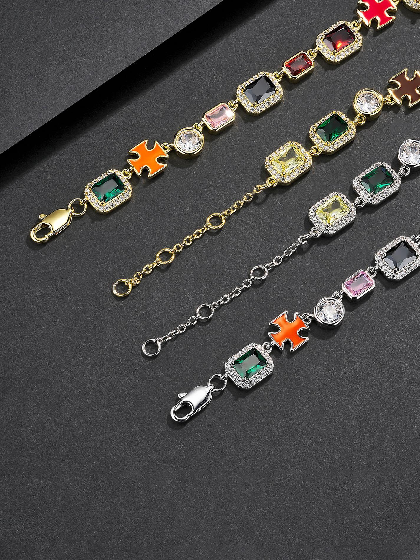 Colorful Faux Crystal Zirconia Necklace, Rhinestones Pendant Necklace, Zirconia Pendant, Light Luxury Holiday Gift for Others, Jewelry Accessories for Women & Girls