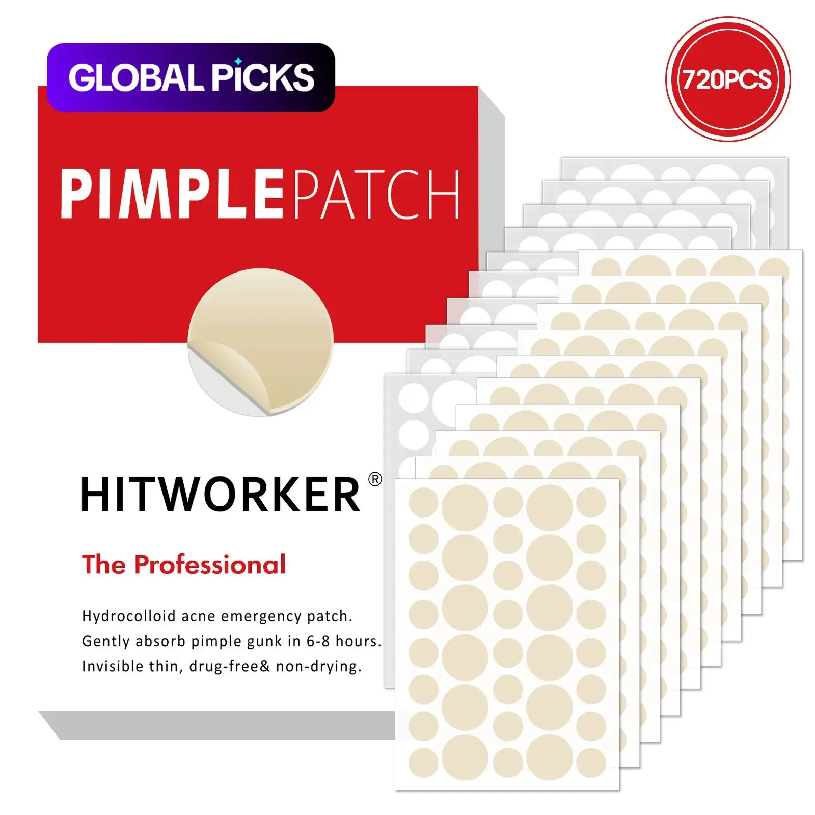 720 Pcs Hydrocolloid Pimple Patches, Acne Spot Stickers, Skin Tone Invisible Blemish Covers, Effective Acne Treatment, Discreet Design, Long-Lasting Coverage