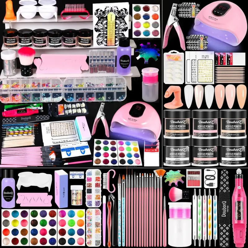 Acrylic Nail Kit With Drill And U V Light Full Nail Kit Set Professional Nail Starter Kit For Beginners Acrylic With Everything