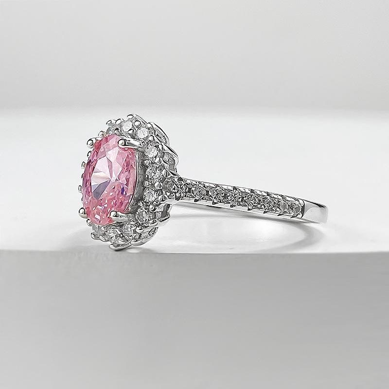 Padparadscha Pink 5x7mm Oval Ring in S925 Silver with High Carbon Stone|Stylish & Minimalist Engagement Ring|Perfect Birthday Gift for Girlfriend XF02