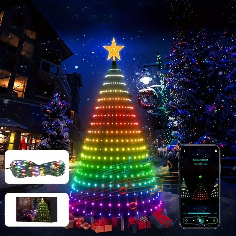 Hoodink Smart Christmas Tree Lights, Treeless with Remote and APP Control, RGB Color-Changing Light String with 400 LEDs, 11 Modes, Timer, Music Sync, Suitable for Christmas Decorations and Holiday Party Decorations