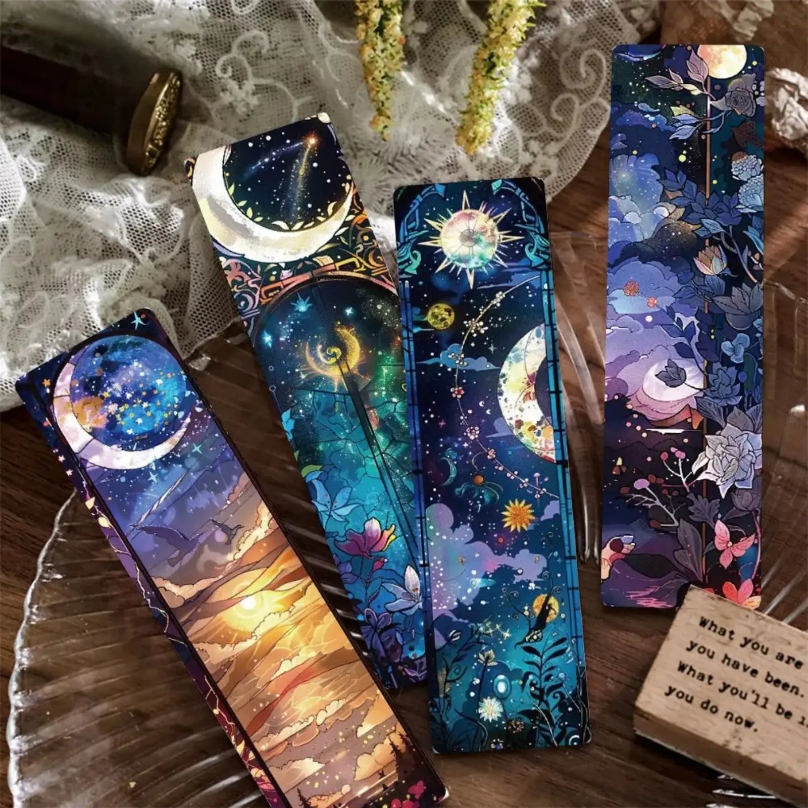 24PCS Stained Glass Art Paper Bookmarks, Beautiful Celestial & Floral Pattern Reading Markers, Colorful Decorative Page Cards for Novels and Textbooks, Lovely Stationery Supplies for Students, Ideal Daily Reading Accessories and Thoughtful Small Gift Opti