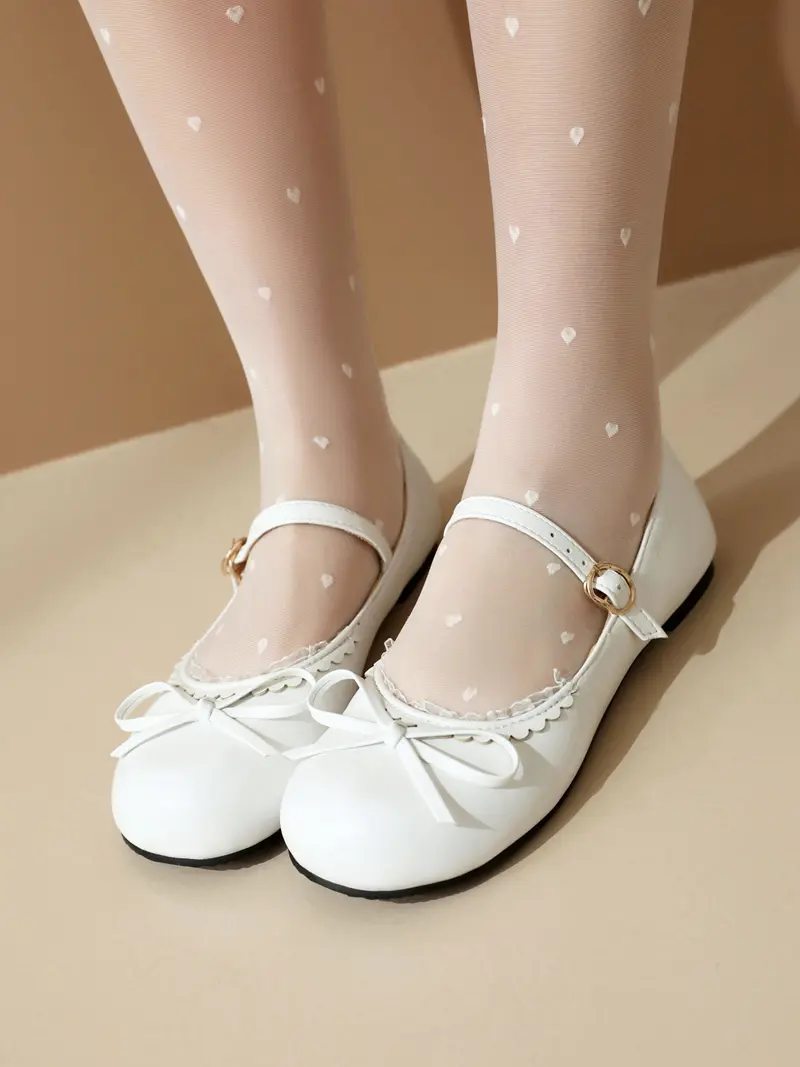 Spring Autumn Pink White Mary Janes Flat Shoes Woman Round Toe Buckle Strap Lolita Girls Student Ballet Flats Plus Size 43 44 45