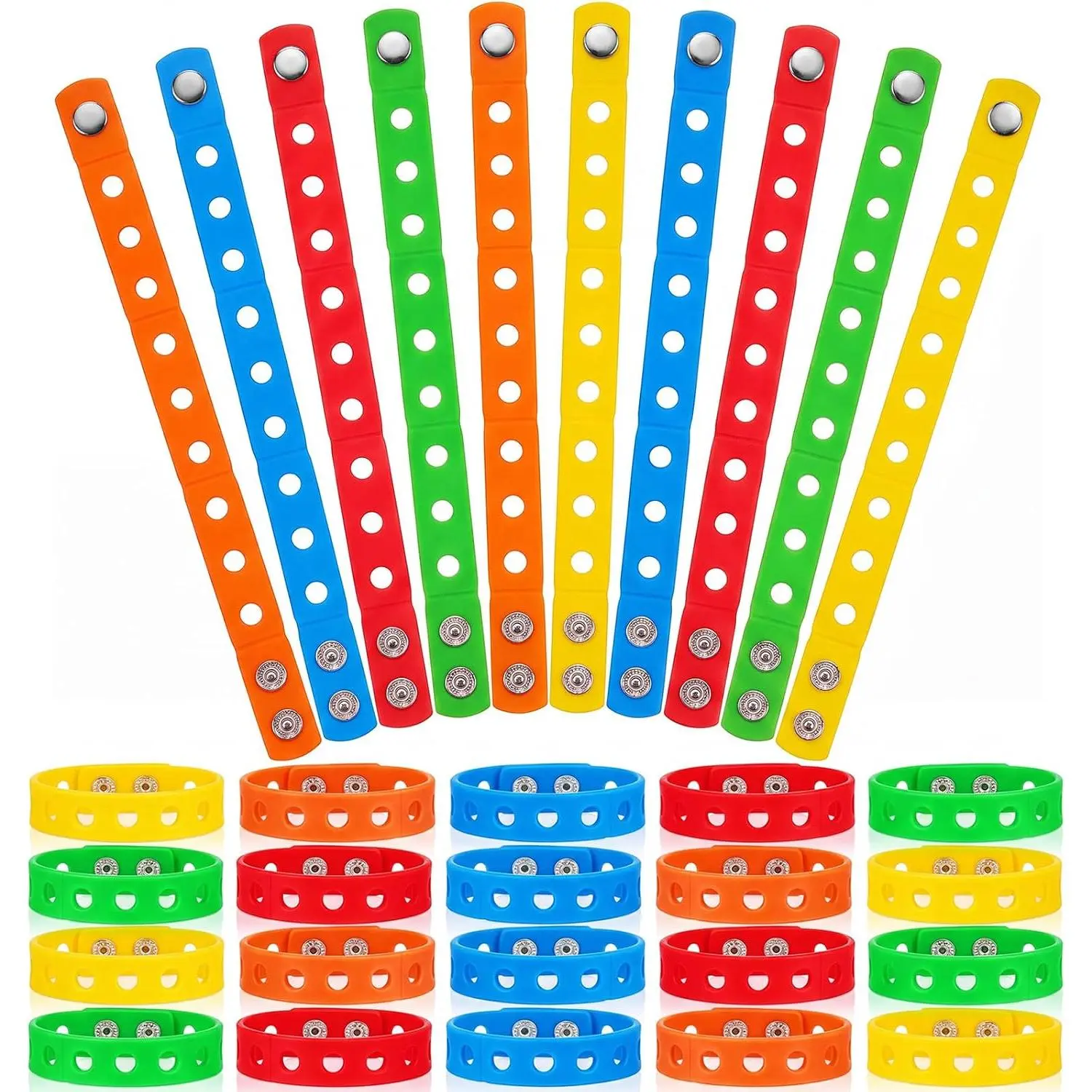 20 count  to School Rubber Bracelets for , 7 Inch Adjustable  Charm Bracelets with Holes for Boy Girl Student  of School Gifts Classroom Rewards (9 Holes,Multicolored)